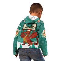 Wales Christmas Kid Hoodie with Red Dragon Santa Sleigh and Festive Green Snowflake - Wonder Print Shop