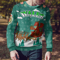 Wales Christmas Ugly Christmas Sweater with Red Dragon Santa Sleigh and Festive Green Snowflake - Wonder Print Shop