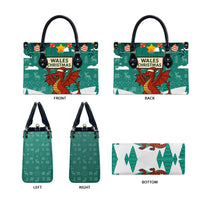 Wales Christmas Leather Bag with Red Dragon Santa Sleigh and Festive Green Snowflake - Wonder Print Shop