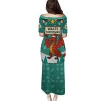 Wales Christmas Puletasi with Red Dragon Santa Sleigh and Festive Green Snowflake - Wonder Print Shop