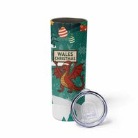 Wales Christmas Skinny Tumbler with Red Dragon Santa Sleigh and Festive Green Snowflake - Wonder Print Shop