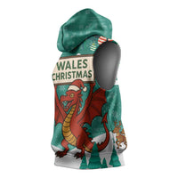 Wales Christmas Sleeveless Hoodie with Red Dragon Santa Sleigh and Festive Green Snowflake - Wonder Print Shop