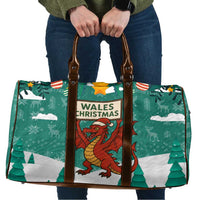 Wales Christmas Travel Bag with Red Dragon Santa Sleigh and Festive Green Snowflake - Wonder Print Shop