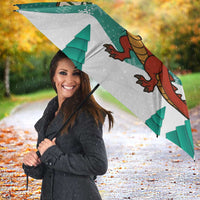 Wales Christmas Umbrella with Red Dragon Santa Sleigh and Festive Green Snowflake - Wonder Print Shop