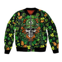 Happy St. Patrick's Day Skull Sleeve Zip Bomber Jacket - Wonder Print Shop