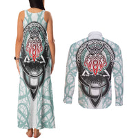 Vking Odin Couples Matching Tank Maxi Dress and Long Sleeve Button Shirts God Of Asgard - Wonder Print Shop