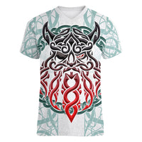 Vking Odin Women V Neck T Shirt God Of Asgard - Wonder Print Shop