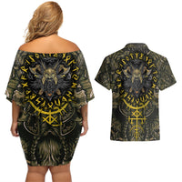Viking Warrior Couples Matching Off Shoulder Short Dress and Hawaiian Shirt - Wonder Print Shop