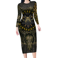 Viking Warrior Family Matching Long Sleeve Bodycon Dress and Hawaiian Shirt - Wonder Print Shop