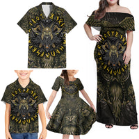 Viking Warrior Family Matching Off Shoulder Maxi Dress and Hawaiian Shirt - Wonder Print Shop
