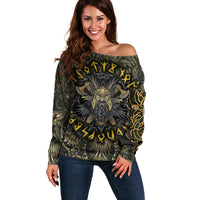 Viking Warrior Off Shoulder Sweater - Wonder Print Shop