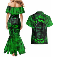 Skull Couples Matching Mermaid Dress and Hawaiian Shirt Try Again Tomorrow - Wonder Print Shop