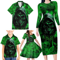 Skull Family Matching Long Sleeve Bodycon Dress and Hawaiian Shirt Try Again Tomorrow - Wonder Print Shop