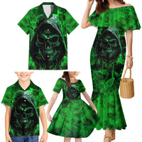 Skull Family Matching Mermaid Dress and Hawaiian Shirt Try Again Tomorrow - Wonder Print Shop