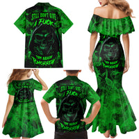 Skull Family Matching Mermaid Dress and Hawaiian Shirt Try Again Tomorrow - Wonder Print Shop