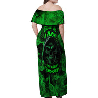 Skull Family Matching Off Shoulder Maxi Dress and Hawaiian Shirt Try Again Tomorrow - Wonder Print Shop