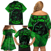 Skull Family Matching Off Shoulder Short Dress and Hawaiian Shirt Try Again Tomorrow - Wonder Print Shop