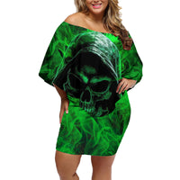 Skull Family Matching Off Shoulder Short Dress and Hawaiian Shirt Try Again Tomorrow - Wonder Print Shop