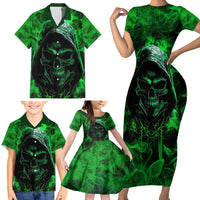 Skull Family Matching Short Sleeve Bodycon Dress and Hawaiian Shirt Try Again Tomorrow - Wonder Print Shop