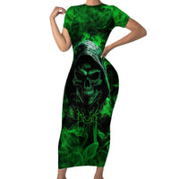 Skull Family Matching Short Sleeve Bodycon Dress and Hawaiian Shirt Try Again Tomorrow - Wonder Print Shop