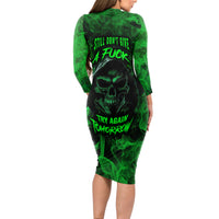 Skull Long Sleeve Bodycon Dress Try Again Tomorrow - Wonder Print Shop