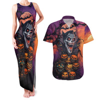 Halloween Skull Couples Matching Tank Maxi Dress and Hawaiian Shirt Hello Darkness My Old Friend - Wonder Print Shop