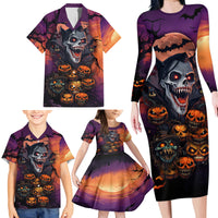 Halloween Skull Family Matching Long Sleeve Bodycon Dress and Hawaiian Shirt Hello Darkness My Old Friend - Wonder Print Shop