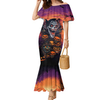 Halloween Skull Family Matching Mermaid Dress and Hawaiian Shirt Hello Darkness My Old Friend - Wonder Print Shop
