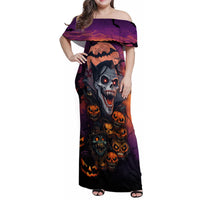 Halloween Skull Family Matching Off Shoulder Maxi Dress and Hawaiian Shirt Hello Darkness My Old Friend - Wonder Print Shop