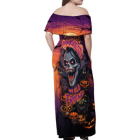 Halloween Skull Family Matching Off Shoulder Maxi Dress and Hawaiian Shirt Hello Darkness My Old Friend - Wonder Print Shop