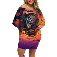 Halloween Skull Family Matching Off Shoulder Short Dress and Hawaiian Shirt Hello Darkness My Old Friend - Wonder Print Shop