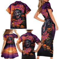 Halloween Skull Family Matching Short Sleeve Bodycon Dress and Hawaiian Shirt Hello Darkness My Old Friend - Wonder Print Shop