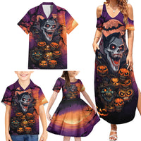 Halloween Skull Family Matching Summer Maxi Dress and Hawaiian Shirt Hello Darkness My Old Friend - Wonder Print Shop