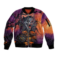 Halloween Skull Sleeve Zip Bomber Jacket Hello Darkness My Old Friend - Wonder Print Shop