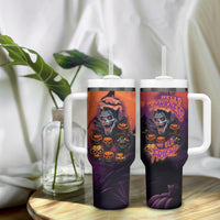 Halloween Skull Tumbler With Handle Hello Darkness My Old Friend - Wonder Print Shop