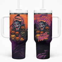 Halloween Skull Tumbler With Handle Hello Darkness My Old Friend - Wonder Print Shop