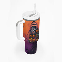 Halloween Skull Tumbler With Handle Hello Darkness My Old Friend - Wonder Print Shop