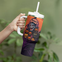 Halloween Skull Tumbler With Handle Hello Darkness My Old Friend - Wonder Print Shop