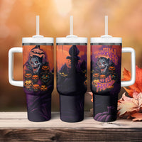 Halloween Skull Tumbler With Handle Hello Darkness My Old Friend - Wonder Print Shop