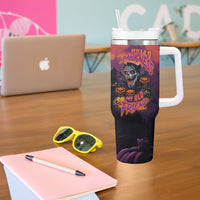 Halloween Skull Tumbler With Handle Hello Darkness My Old Friend - Wonder Print Shop