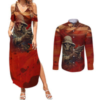 America Live It - Love It Or Get The Hell Out Couples Matching Summer Maxi Dress and Long Sleeve Button Shirts - Wonder Print Shop