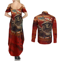 America Live It - Love It Or Get The Hell Out Couples Matching Summer Maxi Dress and Long Sleeve Button Shirts - Wonder Print Shop