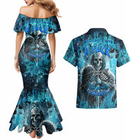 Skull Couples Matching Mermaid Dress and Hawaiian Shirt Try Again Tomorrow - Wonder Print Shop