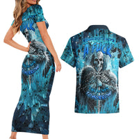 Skull Couples Matching Short Sleeve Bodycon Dress and Hawaiian Shirt Try Again Tomorrow - Wonder Print Shop
