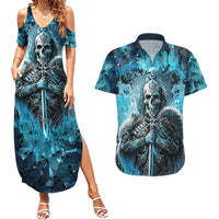 Skull Couples Matching Summer Maxi Dress and Hawaiian Shirt Try Again Tomorrow - Wonder Print Shop