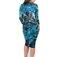 Skull Family Matching Long Sleeve Bodycon Dress and Hawaiian Shirt Try Again Tomorrow - Wonder Print Shop
