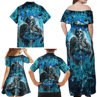 Skull Family Matching Off Shoulder Maxi Dress and Hawaiian Shirt Try Again Tomorrow - Wonder Print Shop