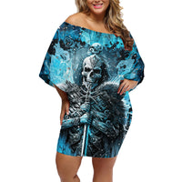 Skull Family Matching Off Shoulder Short Dress and Hawaiian Shirt Try Again Tomorrow - Wonder Print Shop