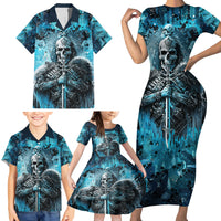 Skull Family Matching Short Sleeve Bodycon Dress and Hawaiian Shirt Try Again Tomorrow - Wonder Print Shop