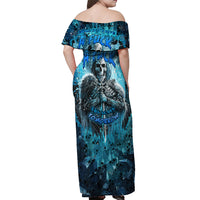 Skull Off Shoulder Maxi Dress Try Again Tomorrow - Wonder Print Shop